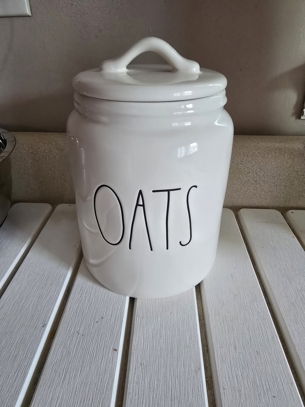 Rae Dunn White Ceramic Oats Canister